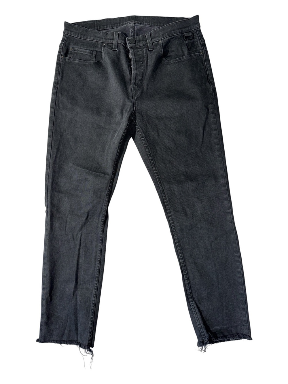 Zadig & Voltaire men 32 black David crop noir slim button fly frayed denim jeans